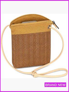 Small Straw Crossbody Bag Knot Adjustable Strap Boho Woven Summer Purse